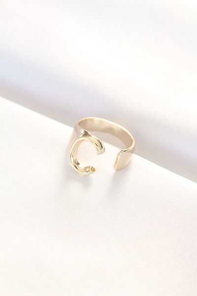 Clariss Gold Color Adjustable Ring with Letter C