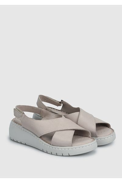 Eclipse Women's Beige Leather Flat Sandals