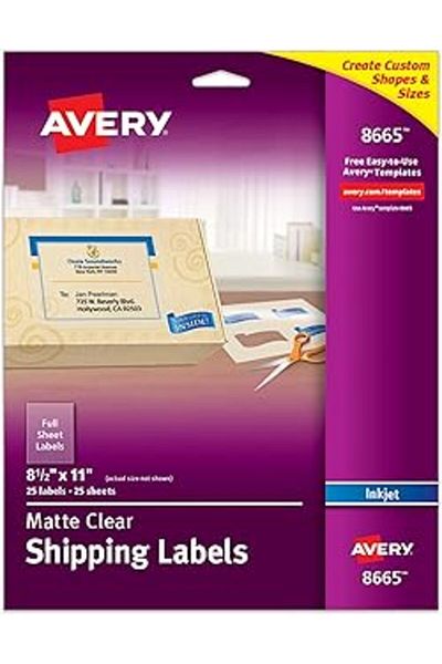 STOREMAX Avery Matte Frosted Transparent Full Sheet Labels for Inkjet Printers, 8.5Inch X 11Inch,