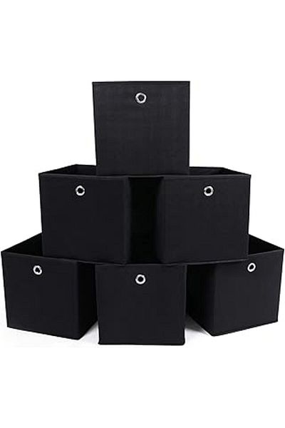 Mu Art Rfb02H-3 Storage Box, 6 Pieces, Folding Box, with Finger Hole, 30 X 30 X 30 Cm, Black