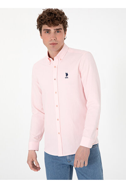 U.S. Polo Assn. Πόλο Ασν. (U.S. Polo Assn.) εφαρμοστό Πουκάμισο με γιακά Ροζ Ανδρικό Πουκάμισο NOVA