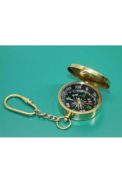 TEKNOART Brass Compass Keychain Model 2