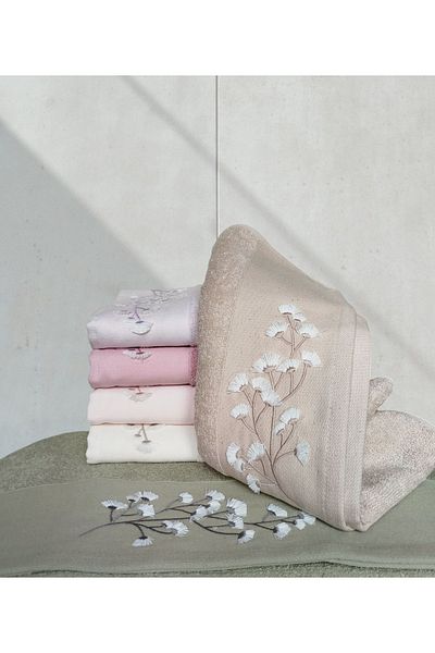 Nurpak Nazenin 100% Cotton 3D 6-Piece Hand Face Towel