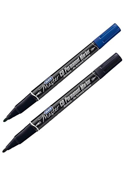 Temel Mas Master Cd Permanent Marker Çift Uç Siyah ve Mavi 2Li Set 6414