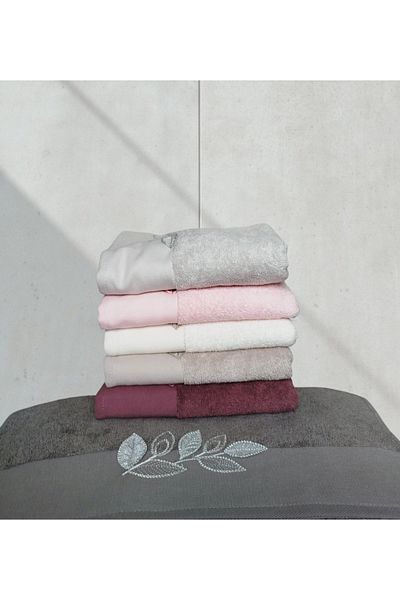 Nurpak بيرليت 6 قطع مناشف وجه يدوي 100% قطن 50x90 سم