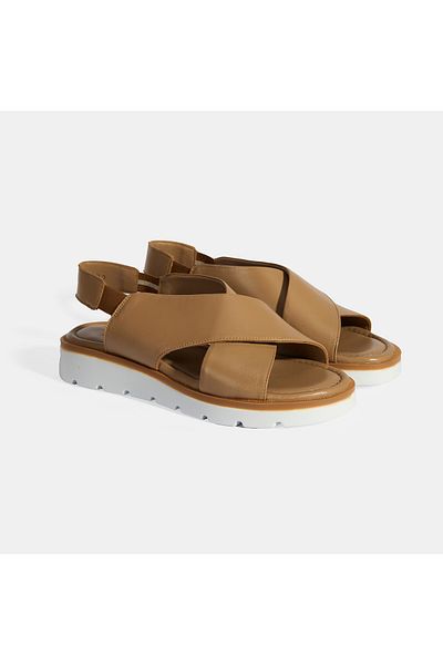 Desa Sandale din piele cu bandă elastică pentru femei, bronz