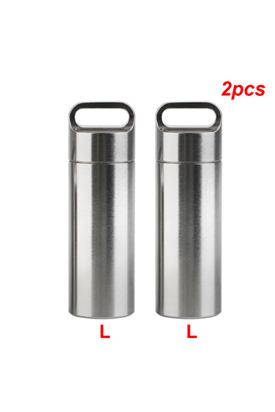 Choice 2pcs L Stainless Steel S M L Pill Storage Box With Keychain Seal Rings...