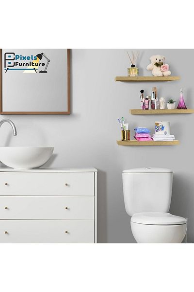 PixelsFurniture Set of 3 Pixel Furniture Floating Wall Shelves, Invisible Bracket Shelves, 60cm