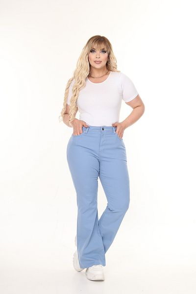 Era Lisa Flared Leg Summer Gabardine Fabric Large Size Trousers
