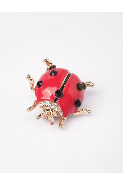 Kayra Uğur Böceği Figürlü Broş Kırmızı