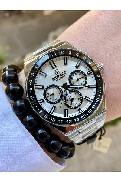Reward Steel Case Waterproof Silver Color Men Wrist Watch Bangle Gift