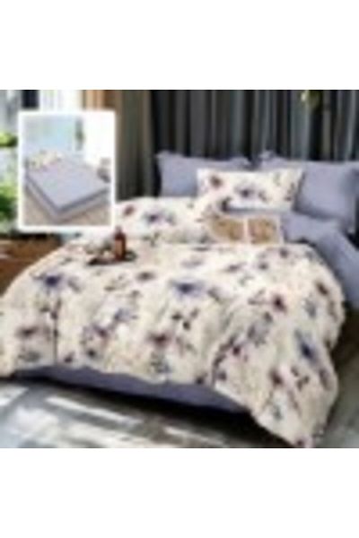 Pucioasa Bed Linen Finet with Elastic, Quilt Cover 200x220cm, 6 Pieces, Lilac Flowers