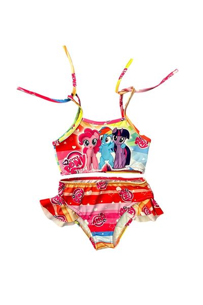 Fil Kids Girl Pink Color 3 Piece Bag Poni World Printed Tight Woven Quick Dry Bikini Set