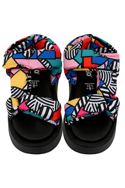 Dogo Women's Vegan Multicolored Thick Sole Sandals - Painting In Harmony Design