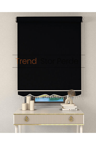 TREND STOR PERDE Siyah Stor Boncuklu Zebra Stor Güneşlik Perde