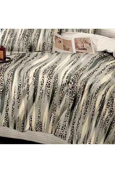 Pucioasa Lenjerie de pat din finet cu elastic, cearceaf pilota 200x220cm, 6 piese, Animal Print