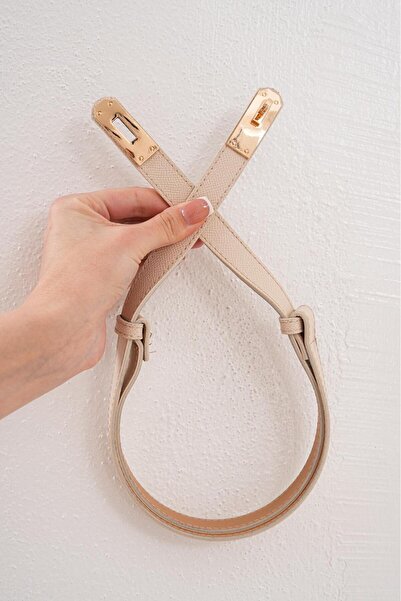 Descoin Curea cusută cu cataramă de blocare aurie. Curea pentru femei, centură pentru rochie, centură pentru haină, centură pentru pantaloni