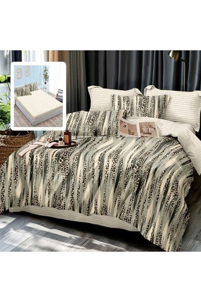 Pucioasa Lenjerie de pat din finet cu elastic, cearceaf pilota 200x220cm, 6 piese, Animal Print