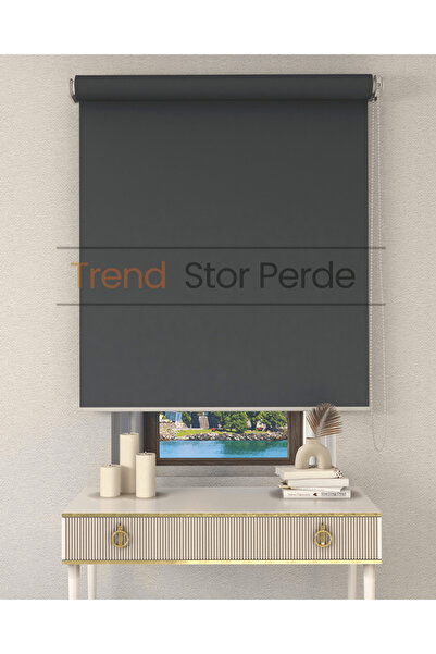TREND STOR PERDE Gri Stor Etek Dilimsiz Zebra Stor Güneşlik Perde