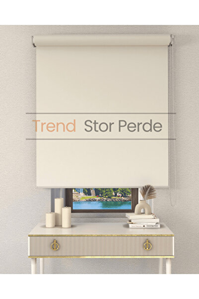 TREND STOR PERDE Krem Stor Etek Dilimsiz Zebra Stor Güneşlik Perde
