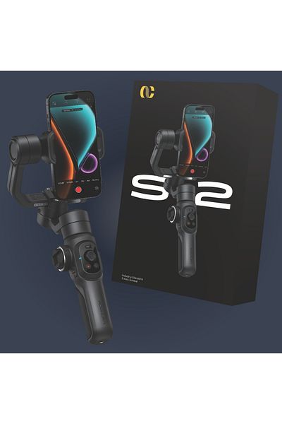 AOCHUAN Gimbal Smart S2, D6733, With 3 Axes, Dedicated Application, Content Creator Edition, Black