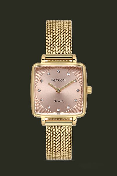 Ferrucci Retro Kare Hasır Kordon Kol Saati