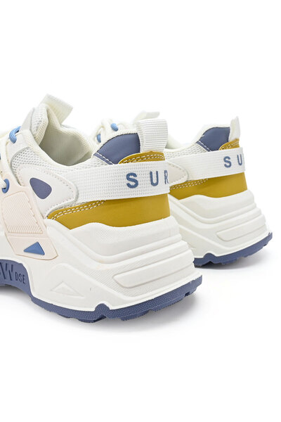 Tmall Pantofi sport pentru femei, cu inserții de plasă, D1317, albi cu albastru