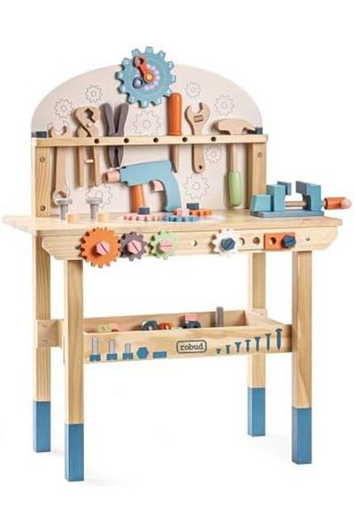 Generic Kids Tools, Wooden Play Workbench With Tool Set, Wooden Construction Toy For Kids