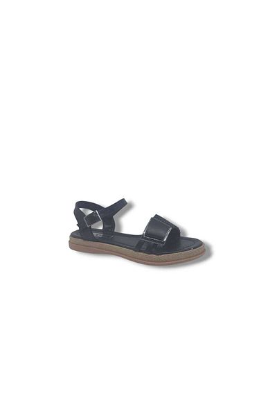 Zerhan 205 Black Buckle Print Patterned Buckle Sandals