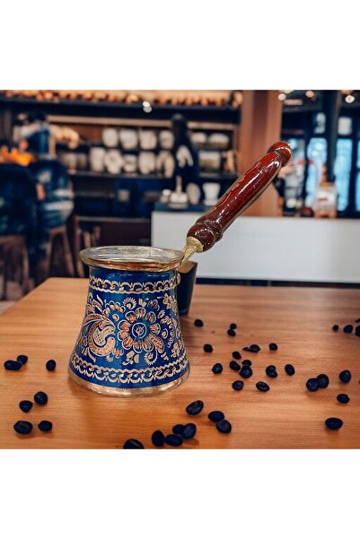 Bakır Center Bakır Cezve 9 Fincanlık Cezve El İşlemeli Aile Boy Kahve Cezvesi...