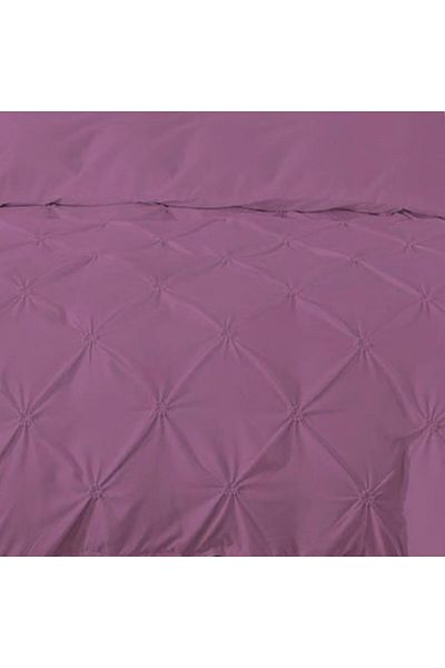 Pucioasa Lenjerie pat dublu finet cu pliuri, 6 piese, cearceaf pilota 200x220cm, Mov
