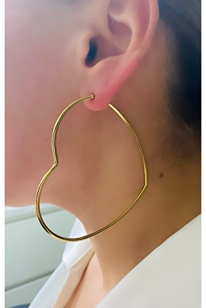 VNS Accessories Çelik Büyük Kalp Küpe (7 CM)