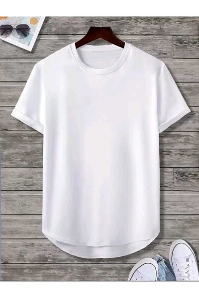 FAVORİST Plain Unprinted Oval Skirt Cotton Summer Unisex Tshirt