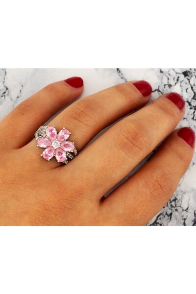 Silveranka 925 Ayar Gümüş Rodyumlu Manolya Çiçeği Gümüş Yüzük