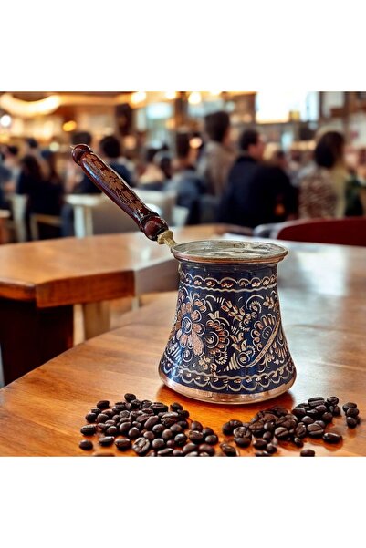 Bakır Center Bakır Cezve 5 Fincanlık Cezve El İşlemeli Aile Boy Kahve Cezvesi...