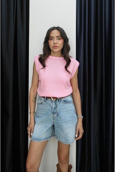 Havoş Pink Sleeveless Crew Neck Sweater