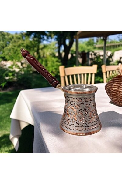 Bakır Center Bakır Cezve 7 Fincanlık Cezve El İşlemeli Aile Boy Kahve Cezvesi...