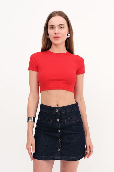 Addax Short Sleeve Modal Crop T-Shirt P13871