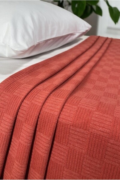 VESSİNOHOME Pique Double - 100% Cotton Small Checkerboard Patterned Luxury Bedspread