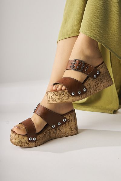 Limoya Genet Black Screw Detailed Buckle Women's Slippers