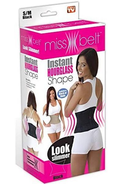 Miss Belt Instant Hourglass Waist Shaper Trimmer Black - S/M