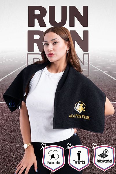 denizlicotton Embroidered Athlete Towel Cotton, Antibacterial, Sweat Absorbent Fitness Plates Boxing Tennis Sports Towel