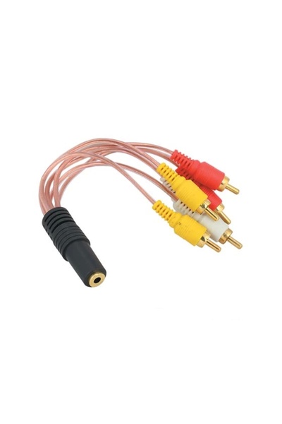 Powermaster 3.5mm Dişi Aux to 6 x Erkek Rca - 5 + 1 Ses Sistemi Kablosu - 3.5 mm Stereo Dişi 6 Tos Erkek 5+1 Kab