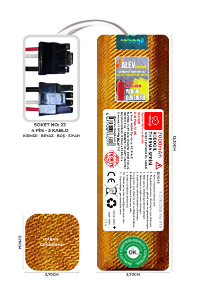 ROBOGİL Xiaomi S10 Plus B105 7000mAh Therma Uyumlu Robot Süpürge Bataryası T....