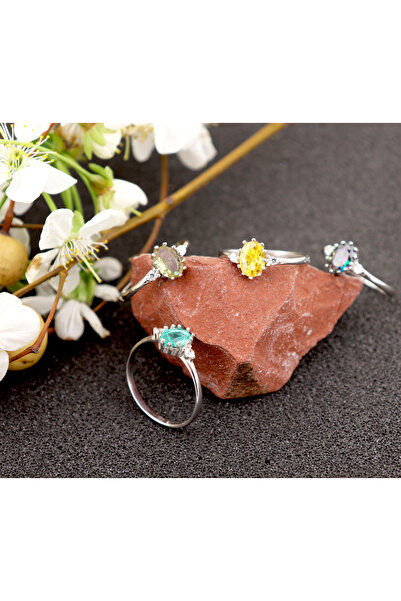 Silveranka 925 Ayar Gümüş Sitrin Taşlı Vintage Yüzük