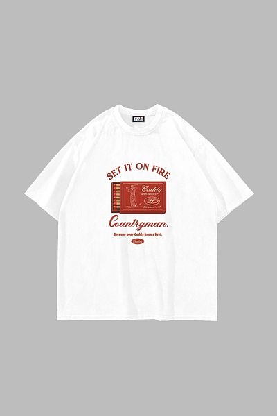 Sekizbiraltı Λευκό μπλουζάκι Unisex με στάμπα σε Fire