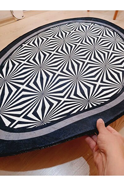 Ardizayn Kırman, 80x120 Cm Non-Slip, Non-Spill Organic Cotton Woven Base Oval Bathroom Rug