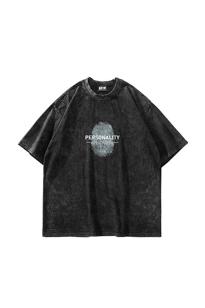 Sekizbiraltı Personality Printed Oversize Unisex Washable Μαύρο Tshirt