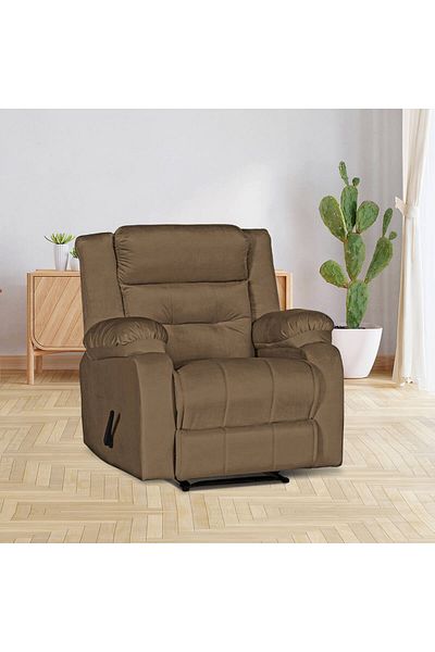 Lazy Vibes MNZ3 | Velvet Rocking Recliner Chair - Light Brown