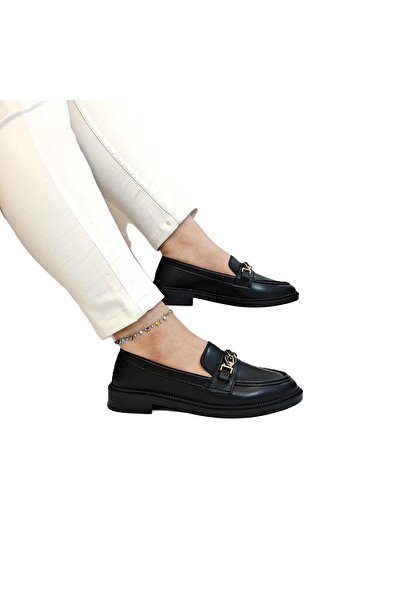 Fiyra 4016 حذاء كاجوال من الجلد الأسود غير قابل للانزلاق